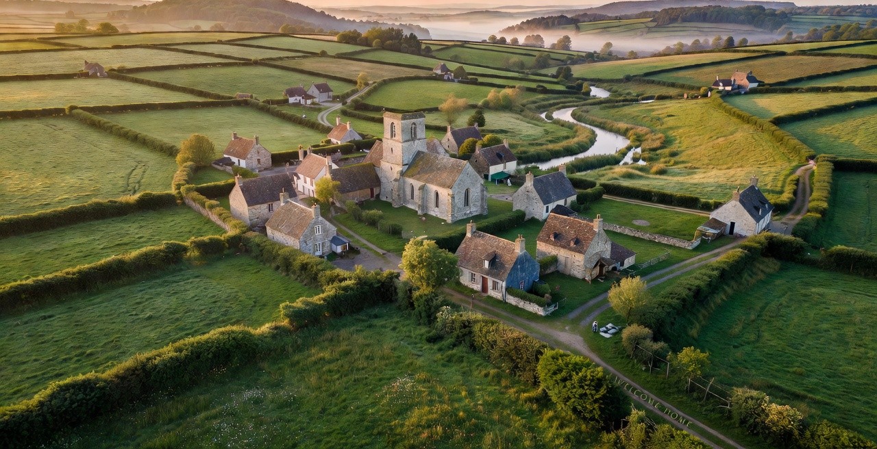 Aerial view of Saint-Germain-de-Montgommery, Normandy